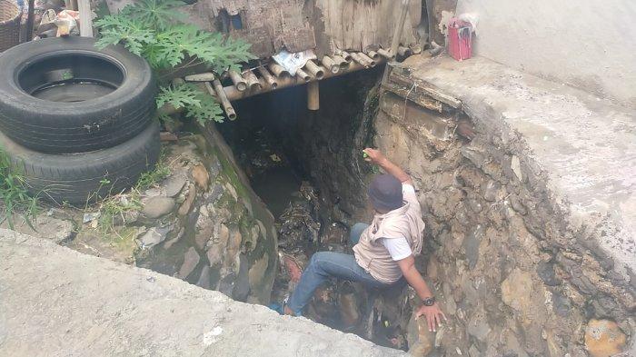 Lokasi awal hilangnya Rizal diduga terseret arus di gorong-gorong Sindangsari Bogor, Senin (13/11/2023).