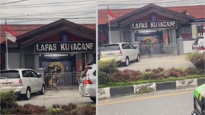 NAPI ACEH KABUR: Tangkapan layar momen puluhan napi di Lapas Kutacane Aceh kabur. Viral seorang warga Aceh curhat soal detik-detik puluhan napi di Lapas Kutacane kabur jelang buka puasa, Senin (10/3/2025). Warga panik ketakutan.