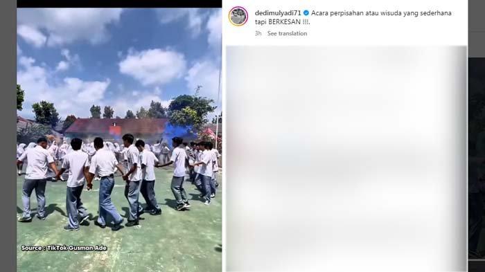 VIRAL PELAJAR BOGOR: Tangkapan layar postingan Gubernur Jawa Barat Dedi Mulyadi posting aksi unik pelajar Bogor bikin acara perpisahan, disadur pada Rabu (30/4/2025). Tak perlu bayar mahal, tapi guru dan murid di sekolah bahagia.
