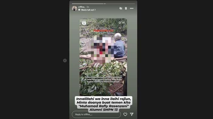 Ucapan duka cita mengalir deras untuk Rafly Rasenzani yang tewas tertimpa pohon di Cimanggu, Kota Bogor. Sahabat mengenang kebiasaan mulia almarhum.