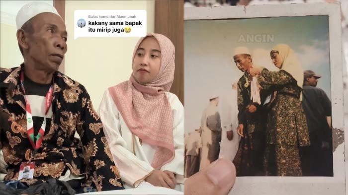 BERTEMU ALMARHUM AYAH: Tangkapan layar Riris bertemu dengan 'kembaran' ayahnya saat umroh, disadur pada Jumat (7/3/2025). Viral momen haru saat seorang wanita bernama Riris tak sengaja bertemu pria mirip almarhum ayahnya saat di Mekah. Ternyata masih ada ikatan darah.