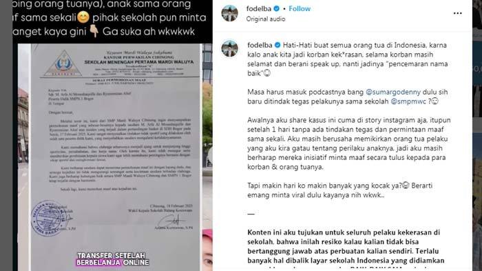 SISWA BOGOR DIPUKUL: Tangkapan layar isi surat permintaan maaf dari sekolah pelaku pemukulan siswa SMP di Bogor, disadur pada Kamis (20/2/2025). Viral di media sosial rekaman siswa SMP di Bogor dipukul lawannya sesama pelajar saat turnamen basket. Ulah kasar pelaku disorot tajam anggota DPR RI.