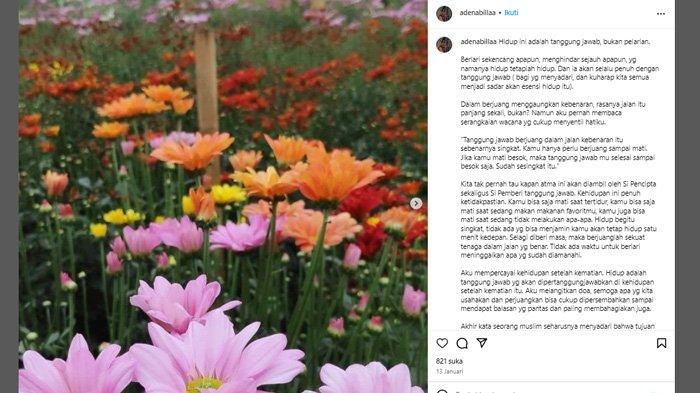 Postingan terakhir korban kecelakaan maut bus rombongan SMK Lingga Kencana Kota Depok. Almarhumah Nabilla mengurai nasehat menohok soal kematian.