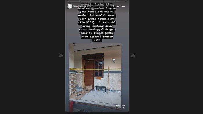 Kondisi TKP ditemukannya jasad Aldi yang dalam kondisi mengenaskan. Teman Aldi menyebut kematian mendiang tak wajar