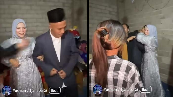 VIRAL PENGANTIN DIKEROYOK: Tangkapan layar detik-detik pengantin pria mendadak dikeroyok keluarga pengantin wanita hingga mengalami memar. Belakangan terkuak pemicu pengeroyokan yang terjadi di acara pernikahan pengantin di Sulawesi Tengah itu, disadur pada Jumat (25/4/2025).