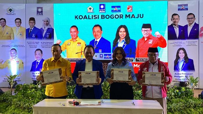 Koalisi Bogor Maju (KBM) untuk ajang Pilwalkot Bogor 2024 resmi dideklarasikan pada Rabu (26/6/2024).