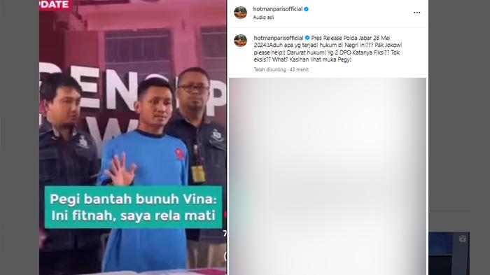 Hotman Paris kasihan lihat wajah Pegi Setiawan saat rilis kasus pembunuhan Vina Cirebon hari ini di Polda Jabar, Minggu (26/5/2024).