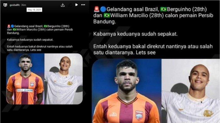 BURSA TRANSFER PERSIB BANDUNG - Persib Bandung kabarnya deal dengan Berguinho dan Wiliam Marcilio. (Instagram @gosballfc)