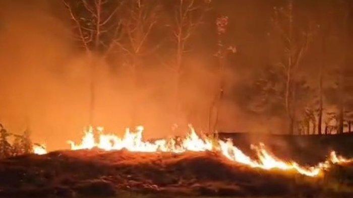 Kebakaran lahan di Tol Cipali KM 140 Wilayah Hukum Polres Indramayu, Minggu (24/9/2023) malam