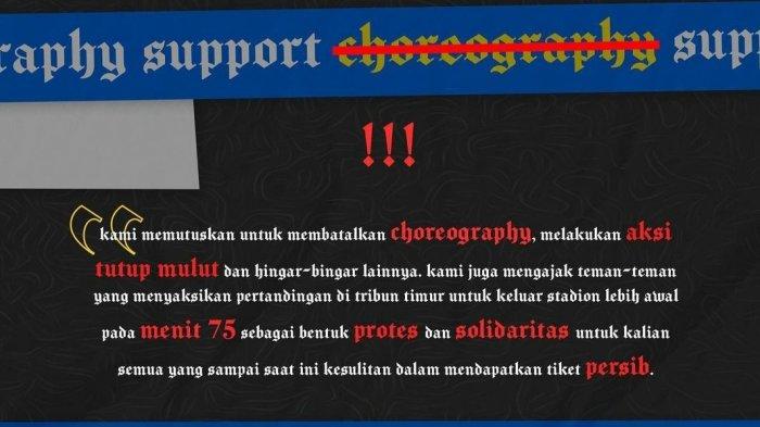 Tangkapan layar unggahan seruan aksi protes Viking Persib Club terhadap penerapan sistem baru terkait penjualan tiket pertandingan Persib vs Madura United
