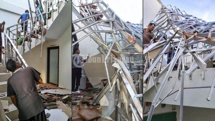 Atap Kantor Urusan Agama (KUA) Kecamatan Cipatujah roboh hingga mengakibatkan kerusakan serius