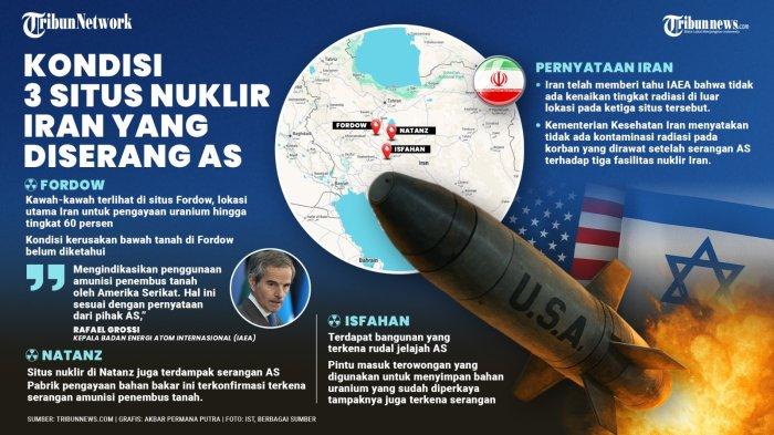 SITUS NUKLIR IRAN DISERANG -- Tiga situs nuklir Iran mengalami kerusakan setelah diserang oleh Amerika Serikat.