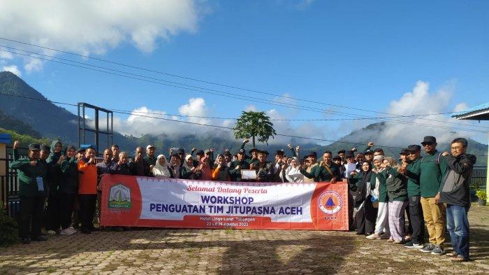 Peserta Workshop Penguatan Tim Pengkajian Kebutuhan Pascabencana (Jitupasna) Aceh yang diselenggarakan BPBA di Hotel Lingle Land Takengon. Aceh Tengah