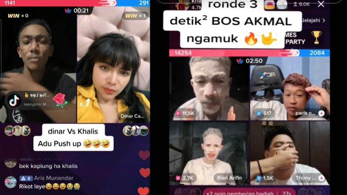 Layar tangkap TiTok live pk Khalis Setiawan bersama Dinar Candi hingga Rian dan Paris Fernandes