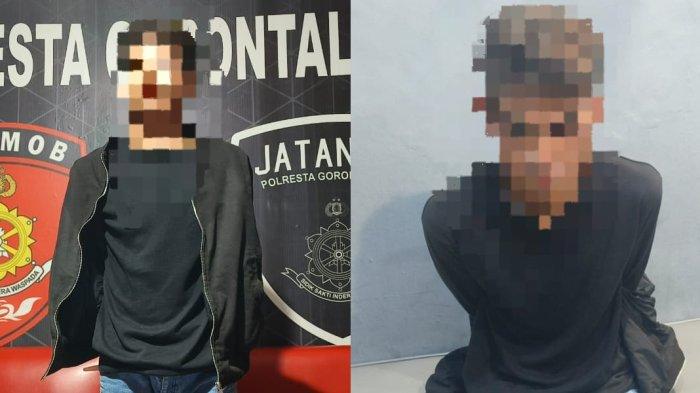 Agil alias FL diamankan Polresta Gorontalo Kota pasca menusuk seorang karyawan Rumah Makan Mbak Ayux's di Jalan Pangeran Hidayat, Kota Gorontalo, Jumat (6/12/2024).