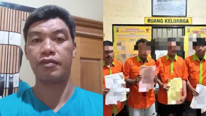 SEPAKAT BERDAMAI - Kolase foto Moh Andi Indalan (kiri) dan debt collector tersangka kasus pengeroyokan. Andi Indalan bersedia menyelesaikan perkara secara damai. (Sumber Foto: Andi Indalan/dok Polresta Gorontalo Kota)