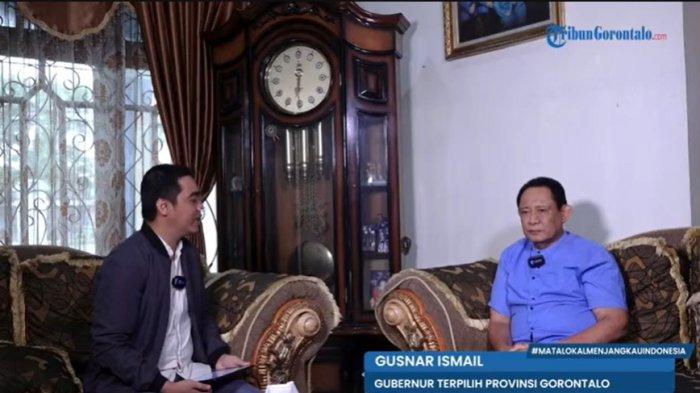 Gubernur terpilih Gorontalo Gusnar Ismail dalam Tribun Podcast bertajuk Gebrakan Sang Pemimpin dipandu Manajer Konten TribunGorontalo.com di kediamannya, Jalan Brigjen Piola Isa, Kota Gorontalo, Provinsi Gorontalo yang tayang tayang Youtube dan Facebook TribunGorontalo.com pada Kamis (15/01/2025) sore