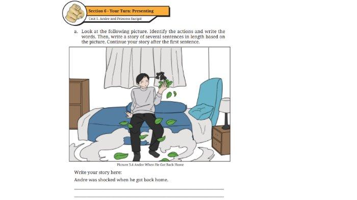 Soal Worksheet 3.8 untuk kunci jawaban Bahasa Inggris SMP Kelas 9 Buku English For Nusantara Kurikulum Merdeka Halaman 164 poin a Section 6 Your Turn: Presenting, Unit 1. Andre and Princess Suripit pada Chapter 3 Journeys to the Fantasy Worlds.