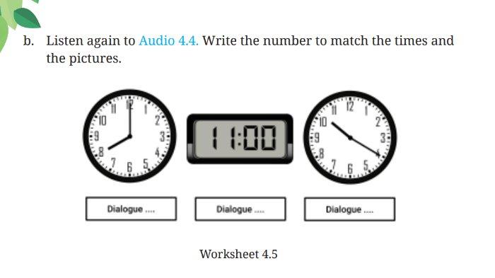 Soal Worksheet 4.5 untuk kunci jawaban Bahasa Inggris SMP Kelas 7 Buku English For Nusantara Kurikulum Merdeka Halaman 160 poin b Section 3 Listening Unit 1 My Class Schedule pada Chapter 4 My School Activities.