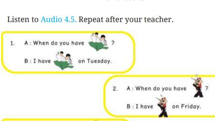 Soal Worksheet 4.6 untuk kunci jawaban Bahasa Inggris SMP Kelas 7 Buku English For Nusantara Kurikulum Merdeka Halaman 160 poin c Section 3 Listening Unit 1 My Class Schedule pada Chapter 4 My School Activities.