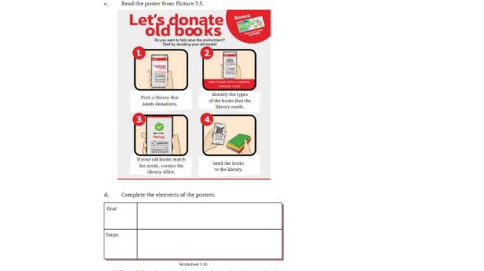 Worksheet 3.20 untuk kunci jawaban Bahasa Inggris SMP Kelas 8 Buku English For Nusantara Kurikulum Merdeka Halaman 169 poin d Section 3 Viewing, Unit 3 Act Now pada Chapter 3 Love Our World.