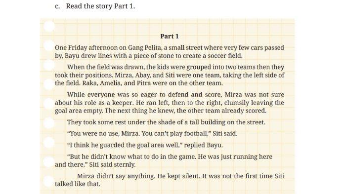 Story Part 1 untuk kunci jawaban Bahasa Inggris SMP Kelas 8 Buku English For Nusantara Kurikulum Merdeka Halaman 264 nomor 5 dan 6 Worksheet 5.10 Section 4 Reading, Unit 2 I Know I Can Do It pada Chapter 5 Embrace Yourself.