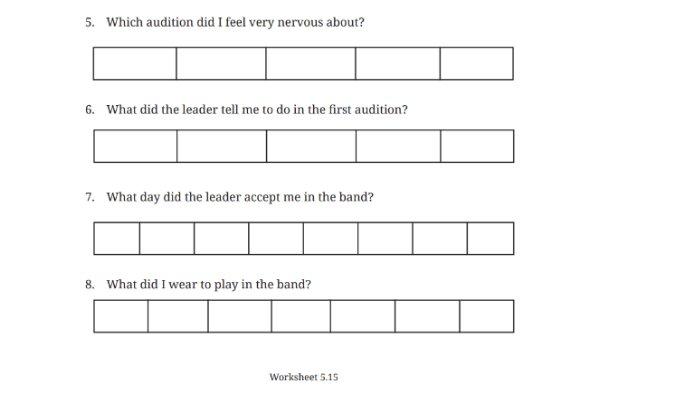 Soal Worksheet 5.15 nomor 5-8 untuk kunci jawaban Bahasa Inggris SMP Kelas 8 Buku English For Nusantara Kurikulum Merdeka Halaman 275 poin b Section 3 Reading, Unit 3 Practice Makes Perfect pada Chapter 5 Embrace Yourself.