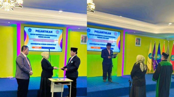 Proses pelantikan rektor Universitas Ichsan Gorontalo, Senin (20/1/2025).