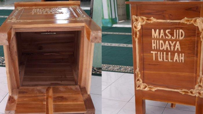 Penampakan kotak amal Masjid Hidayatullah di Desa Bongoime, Kecamatan Tilongkabila, Kabupaten Bone Bolango setelah dibobol maling