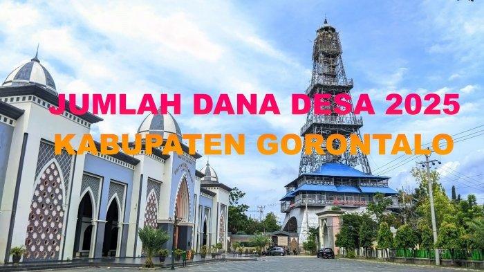 Ilustrasi penerima Dana Desa. Menara Limboto, Ikon Kabupaten Gorontalo. Provinsi Gorontalo