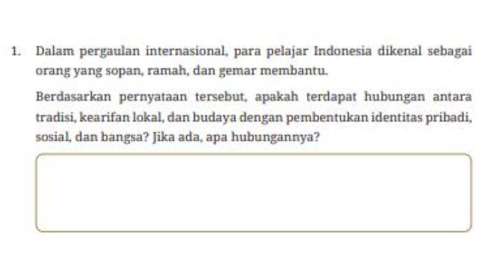 Tugas 'Uji Kompetensi' soal esai nomor 1 dalam buku paket halaman 128 mata pelajaran Pendidikan Pancasila kelas 8 SMP/MTs Kurikulum Merdeka.