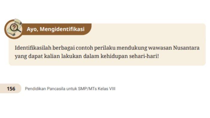 Tugas 'Ayo, Mengidentifikasi' dalam buku paket halaman 156 mata pelajaran Pendidikan Pancasila kelas 8 SMP/MTs Kurikulum Merdeka.