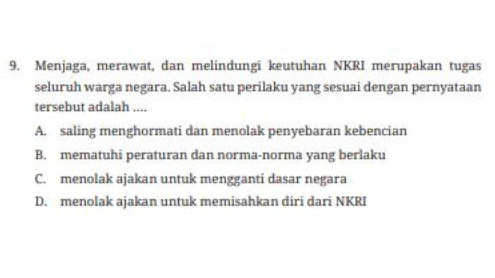 Tugas 'Uji Kompetensi' Pilihan Ganda Nomor 9 dalam buku paket halaman 160 mata pelajaran Pendidikan Pancasila kelas 8 SMP/MTs Kurikulum Merdeka.