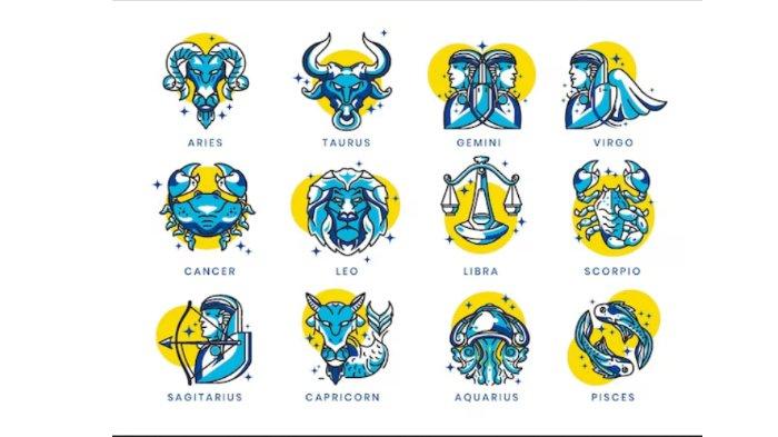 Ilustrasi simbol ramalan horoskop karier.