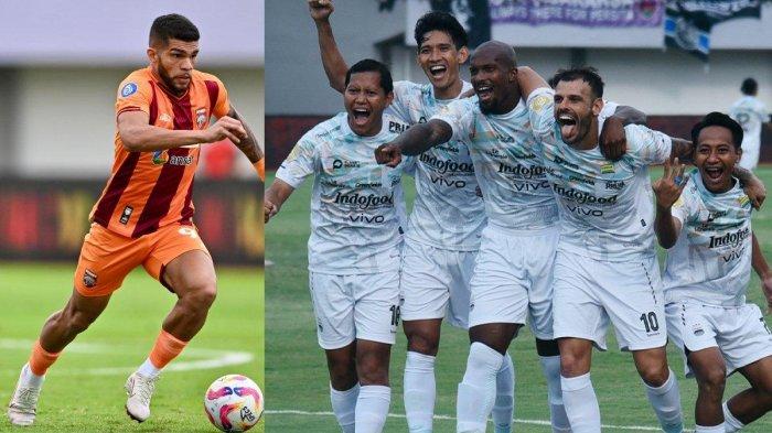 BURSA TRANSFER PERSIB BANDUNG - Berguinho ketika membela Borneo FC (kiri) dan para pemain Persib Bandung di gelaran Liga 1 2024/2025 (kanan). Berguinho memberi kode keras gabung Persib Bandung.