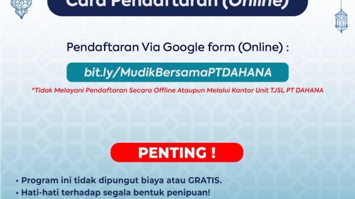 MUDIK GRATIS PT DAHANA - PT DAHANA secara resmi membuka program pendaftaran Mudik Gratis untuk masyarakat yang akan bertemu keluarga di kampung halaman saat menjelang Hari Raya Idul Fitri 1446 H. Peserta mudik gratis DAHANA rencananya akan berangkat dari Bale DAHANA, Subang dan Gelora Bung Karno, Jakarta pada Kamis, 27 Maret 2025.