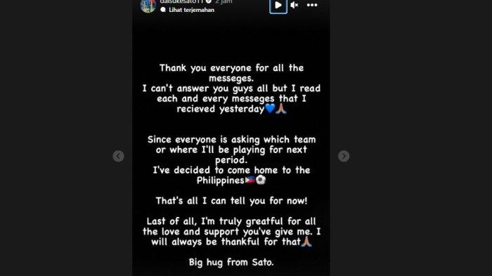 Bek asal Filipina, Daisuke Sato menjawab teka-teki klub barunya setelah mengucapkan salam perpisahan untuk Persib Bandung.