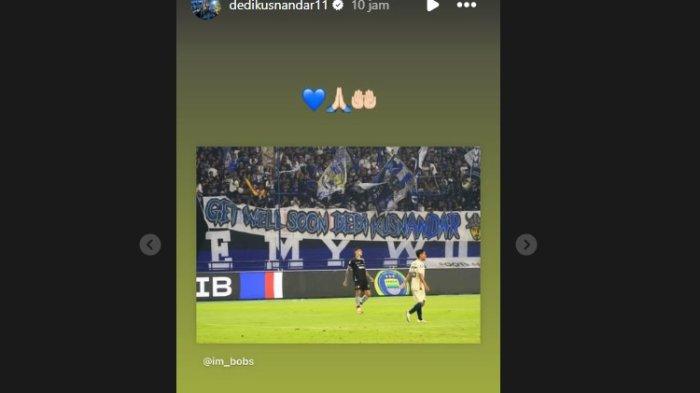 Gelandang Persib Bandung Dedi Kusnandar mengunggah ulang akun yang membagikan potret banner