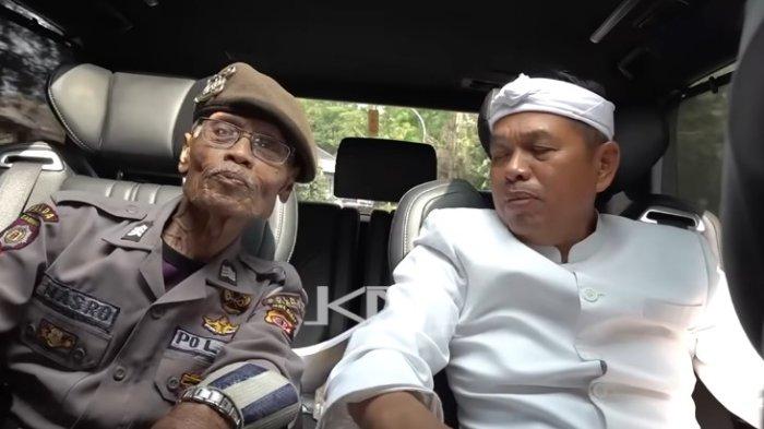 BERTEMU MASRO - Gubernur Jawa Barat Dedi Mulyadi bertemu dengan kakek berbaju polisi bernama Masro saat dalam perjalanan menuju Kabupaten Ciamis, Kamis (12/6/2025).
