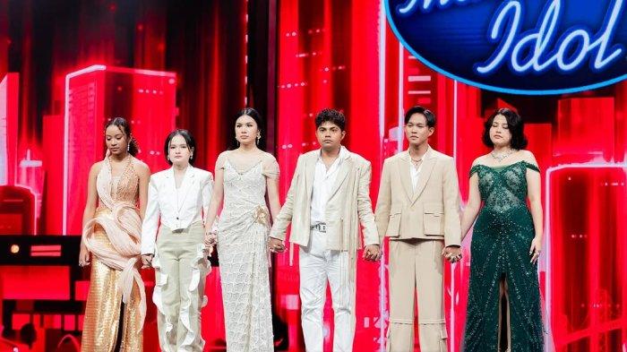 HASIL INDONESIAN IDOL - Peserta Top 6 Indonesian Idol 2025 menantikan hasil di babak Spektakuler Show 9, Senin (24/3/2025).