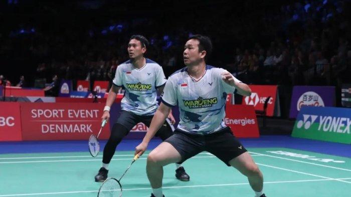 Pasangan ganda putra Indonesia, Hendra Setiawan/Mohammad Ahsan berlaga dalam perempatfinal BWF World Championship 2023.