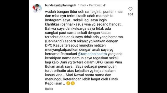 Klarifikasi Wahyu Tjiptaningsih setelah anaknya dikaitkan dengan kasus Vina Cirebon.