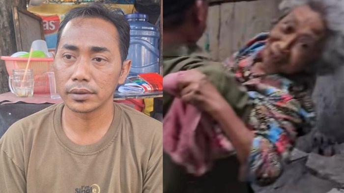 TOLAK JEMPUT - (kiri) Lukman Arif anak yang menitipkan ibunya ke Griya Lansia Malang, Kamis (17/7/2025). Kini, Lukman menolak menjemput ibunya kembali dengan alasan ekonomi.