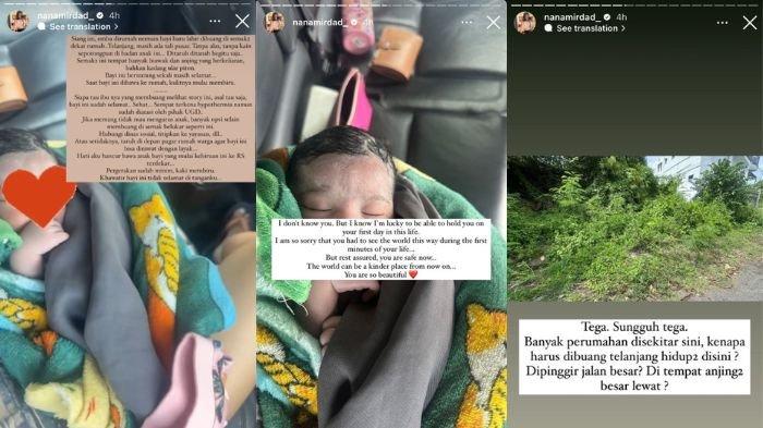 Selebriti Nana Mirdad menemukan seorang bayi baru lahir di semak-semak dekat rumahnya hingga menolongnya.