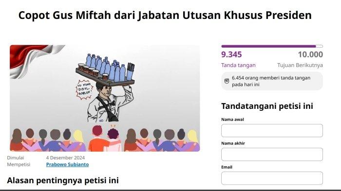 Petisi tercatat di situs change.org sejak Rabu (4/12/2024) dengan judul