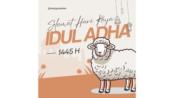 Poster Idul Adha 2024 yang gratis dan menarik untuk ucapan Lebaran di media sosial.