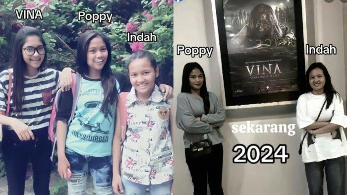 Postingan Teman Vina Cirebon Pilu Dulu Foto Bertiga Kini Foto dengan Poster Film Vina di Bioskop, Parasnya Jadi Sorotan