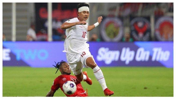 Potret Malik Risaldi saat bermain melawan Bahrain.