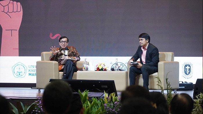 MENTERI Hukum dan Hak Asasi Manusia (Menkumham) RI, Prof. Yasonna H. Laoly, S.H., M.Sc., Ph.D.hadir sebagai pembicara seminar nasional berjudul “Generasi Unggul Majukan Bangsa Menuju Indonesia Emas”di kampus Universitas Kristen Maranatha, Bandung (12/7/2023)