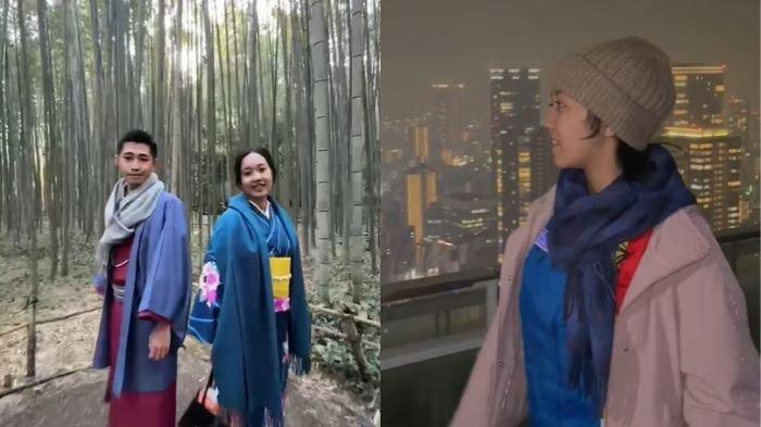 Kasir minimarket yang belakangan ini viral, Vania menikmati liburan musim dingin di Jepang.